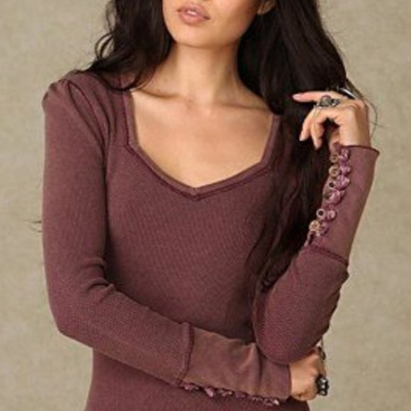Free People Sweetheart Button Cuff Thermal
